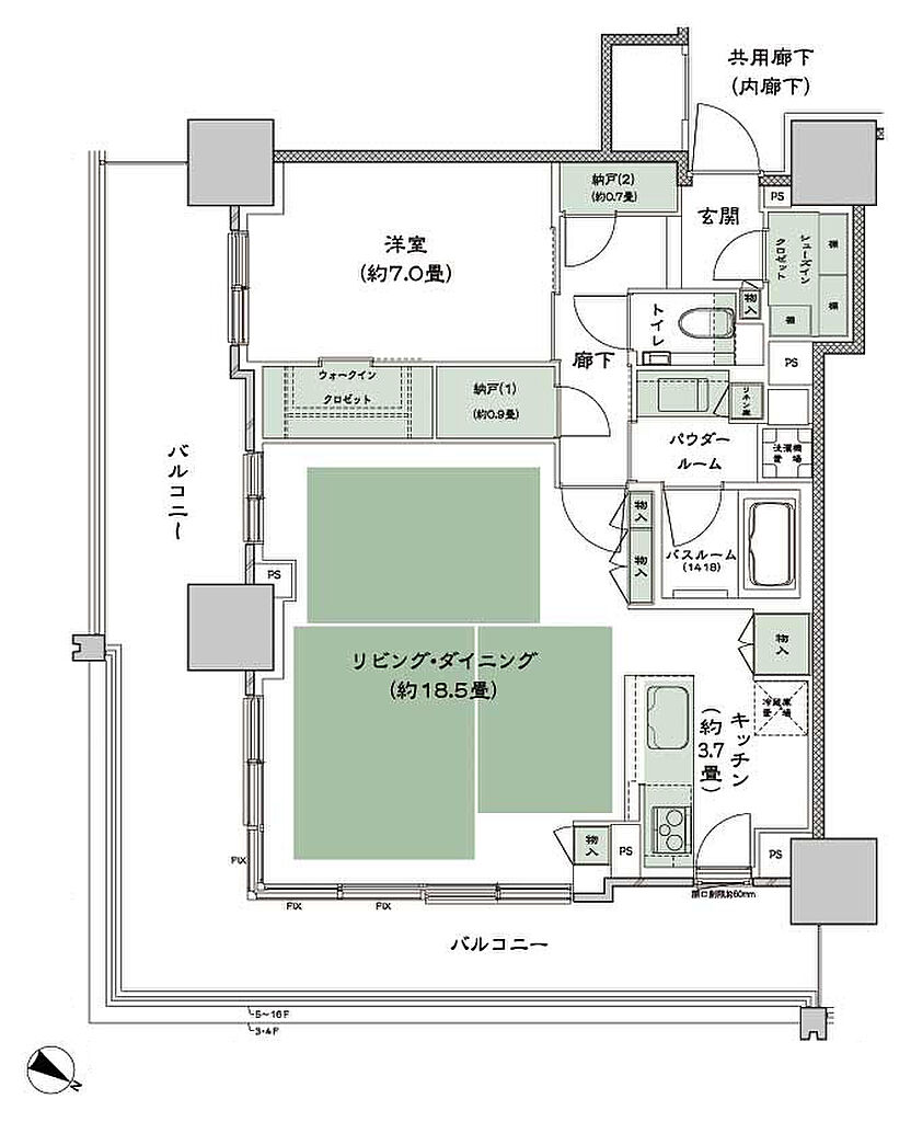 ベイシティタワーズ神戸 EAST 間取り E-70J-1(EE)