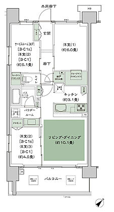 シティテラス稲毛海岸 間取り B-C1s