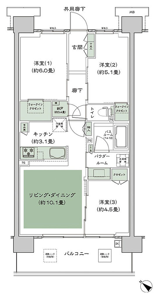 シティテラス稲毛海岸 間取り C-C'2