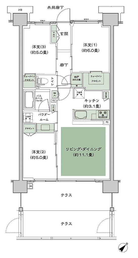 シティテラス稲毛海岸 間取り B-A'4t
