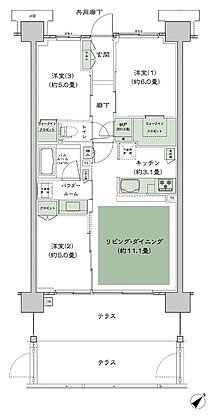 シティテラス稲毛海岸 間取り B-A'4t