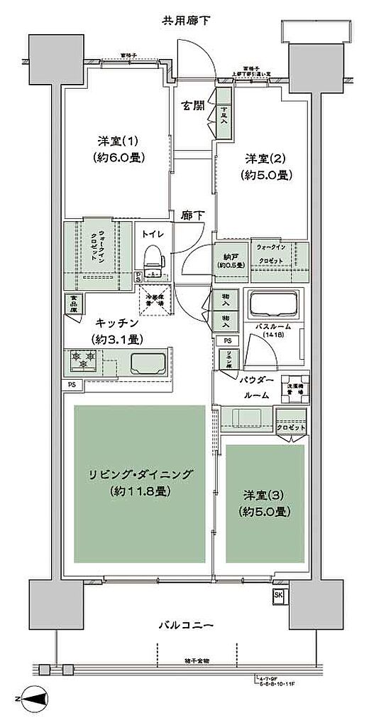 シティハウス八千代緑が丘 間取り C-B4