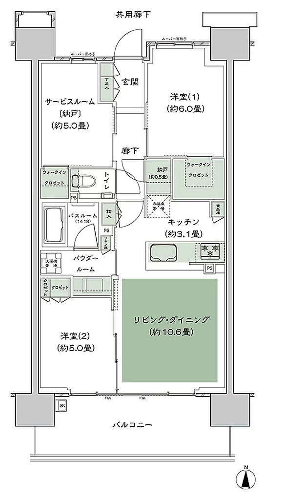シティテラス赤羽THE WEST 間取り E-F2