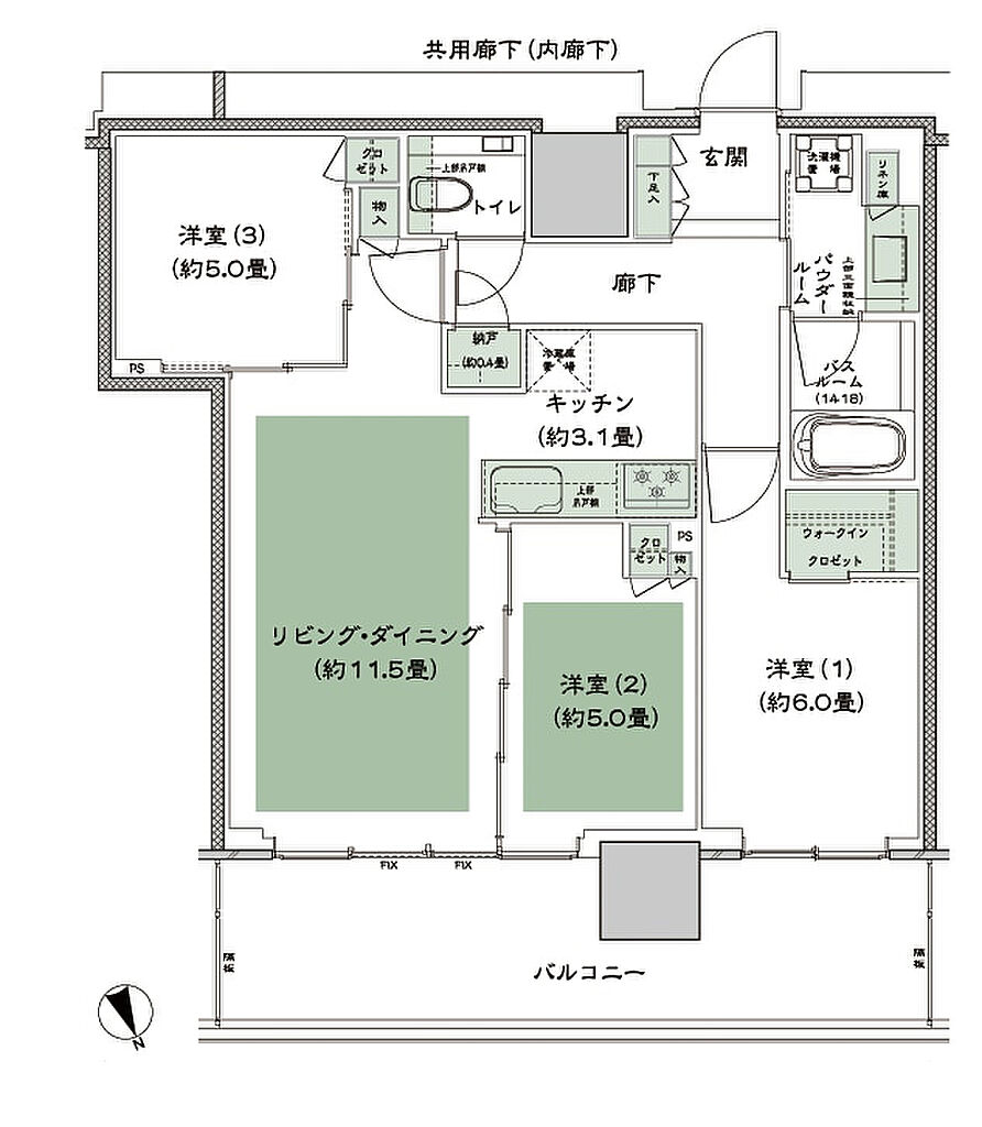 グランドシティタワー池袋 間取り NE-70B-標準