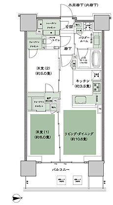 グランドシティタワー月島 間取り E-60A 標準