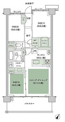 シティテラス下丸子 間取り B-I'b