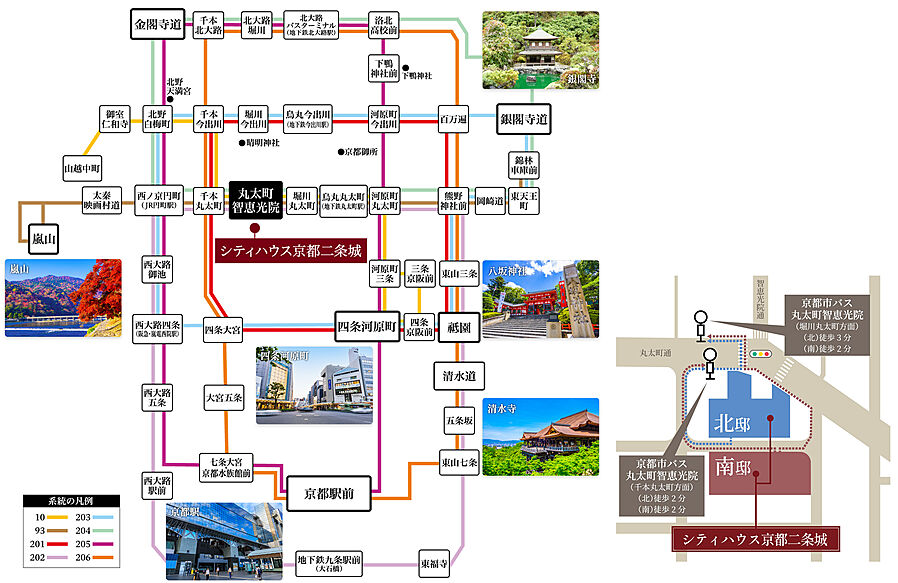 シティハウス京都二条城　南邸：交通図