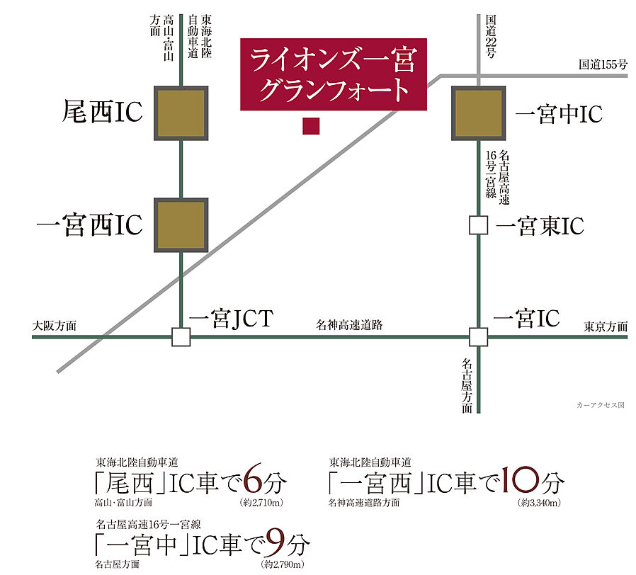 ライオンズ一宮グランフォート：交通図