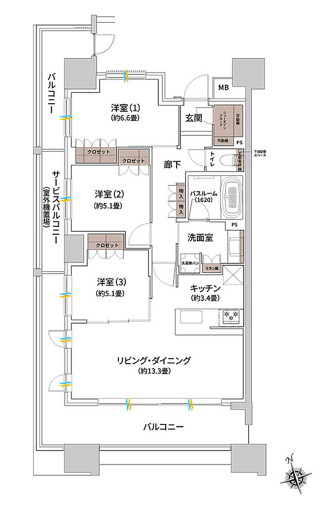 ザ・ライオンズ枚方光善寺タワー 間取り J