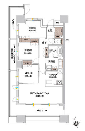 ザ・ライオンズ枚方光善寺タワー 間取り J