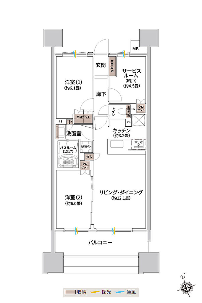 ザ・ライオンズ枚方光善寺タワー 間取り H2