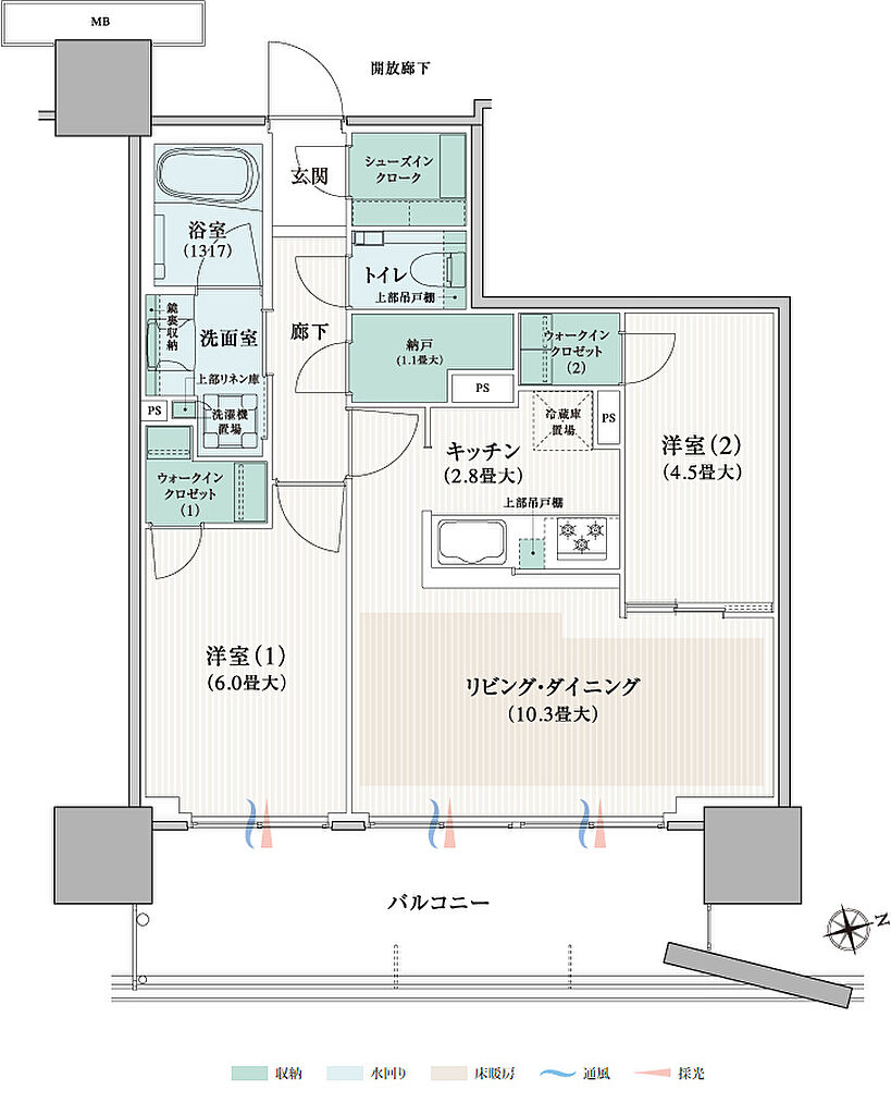ブランズタワー橋本 間取り 55A