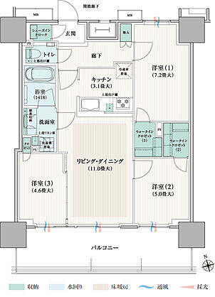 ブランズタワー橋本 間取り 70C