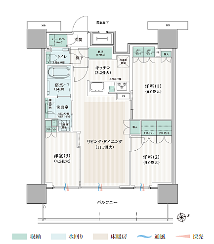 ブランズタワー橋本 間取り 65A
