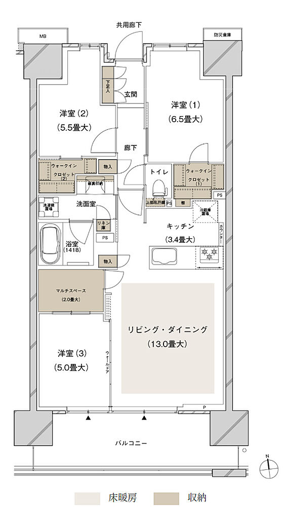 ブランズシティ船橋ビアレ 間取り 1-H