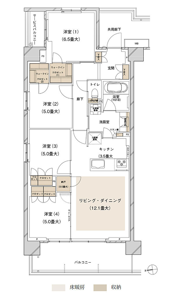 ブランズシティ船橋ビアレ 間取り 1-O