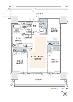 プラウドタワー相模大野クロス ( 第5期 ) 間取り C1