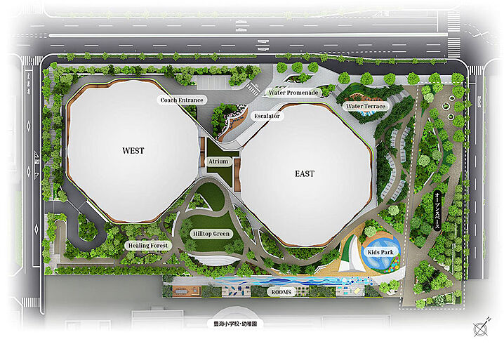 ＴＨＥ　ＴＯＹＯＭＩ　ＴＯＷＥＲ　ＭＡＲＩＮＥ＆ＳＫＹ 敷地ゾーニング概念図