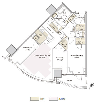 ＴＨＥ　ＴＯＹＯＭＩ　ＴＯＷＥＲ　ＭＡＲＩＮＥ＆ＳＫＹ 間取り W-84Bnw