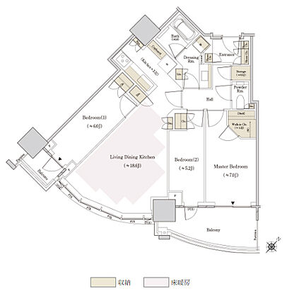ＴＨＥ　ＴＯＹＯＭＩ　ＴＯＷＥＲ　ＭＡＲＩＮＥ＆ＳＫＹ 間取り E-82Ase
