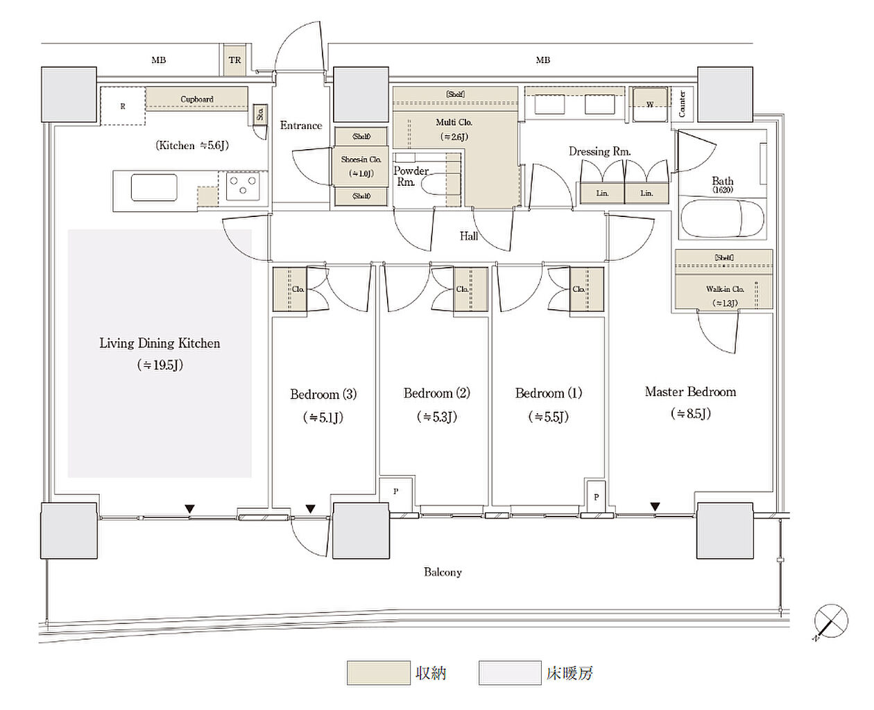 セントラルガーデン月島　ザ　タワー 間取り 104Anw