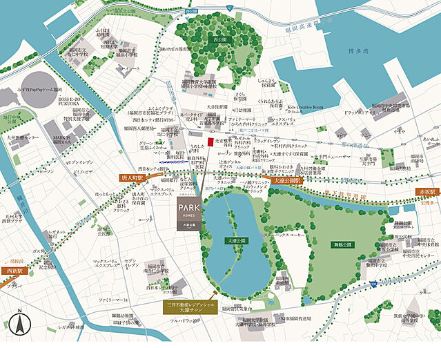 パークホームズ大濠公園ミッド 現地案内図