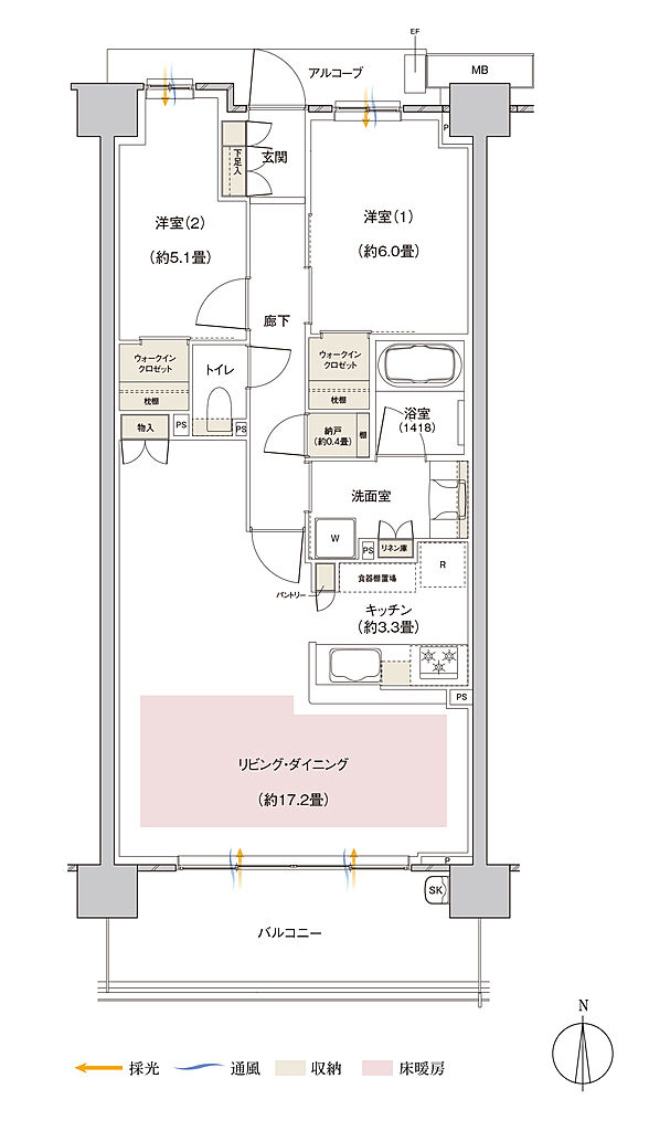 パークホームズ伊丹稲野ガーデンスクエア ステーションゲート 間取り 71Ab【MENU PLAN2】
