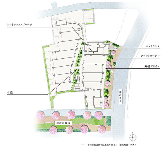 パークホームズ下北沢ガーデン 敷地配置イラスト※1