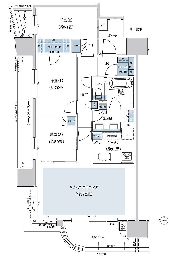 リバープレミアレジデンス広島 間取り E