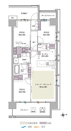 ザ・パークハウス 北綾瀬 間取り E-70A