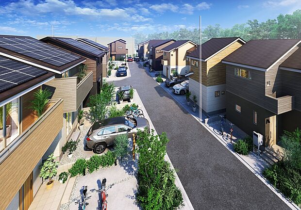 【兼六パークタウン保谷第25期】
太陽光発電＋蓄電池によるエコで安心の暮らしが叶う総19邸。都心への交通網、生活施設に恵まれる利便性を享受しつつ、豊かな緑の傍らで憩いに満ちた健やかな未来がはじまります