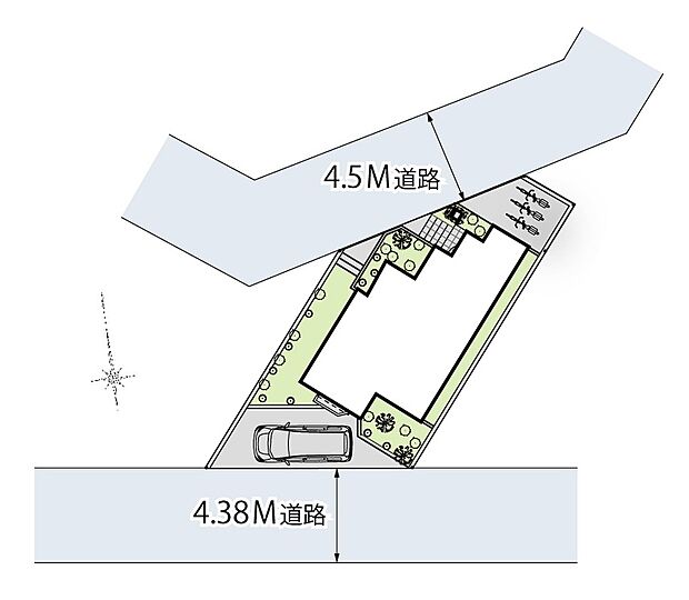 2方が道路に面した、通風、採光に恵まれた開放的な住戸です。