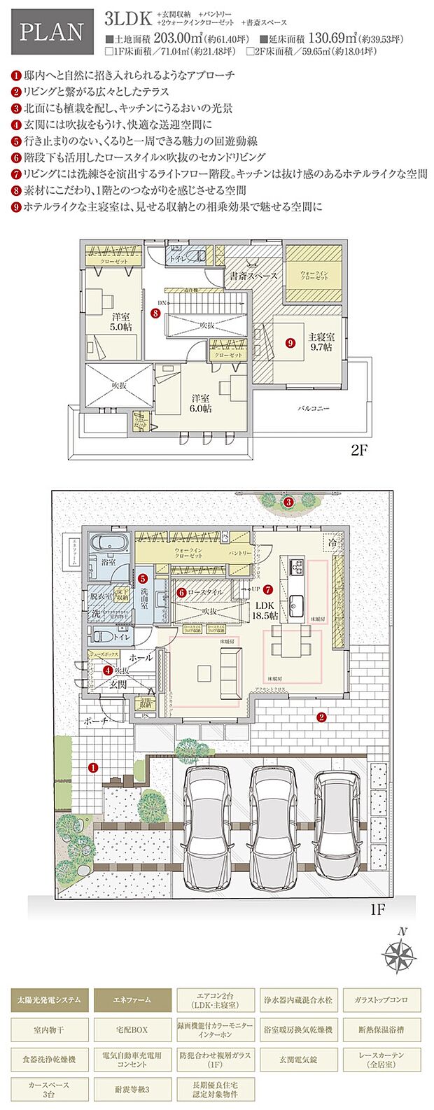 間取・外構植栽図は設計図書を基に描き起こしたもので実際とは多少異なる場合があります。 家具・家電・備品・車等は価格に含まれません。