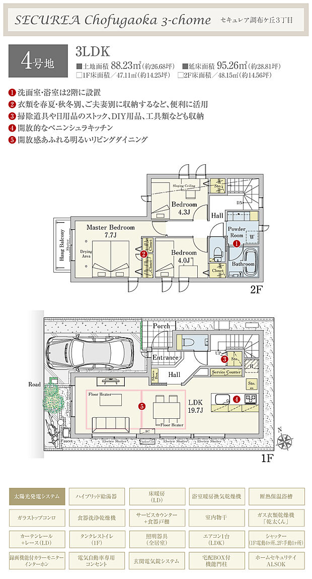 【3LDK】間取・外構植栽図は設計図書を基に描き起こしたもので実際とは多少異なる場合があります。 家具・家電・備品・車・自転車等は価格に含まれません。