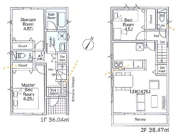 1号棟、2SLDK、LDK14.75帖