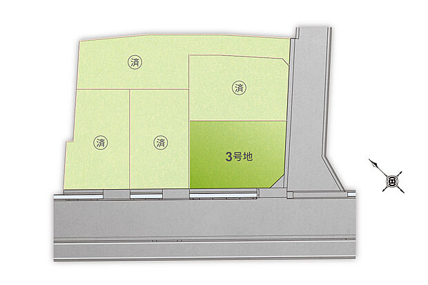 【全体区画図】敷地面積約43坪、南向き・角区画の最終分譲！