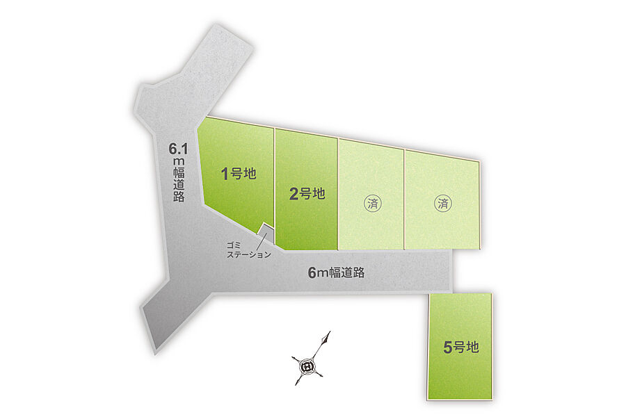 【全体区画図】前面道路幅6ｍ、平均敷地約40坪でゆったり♪