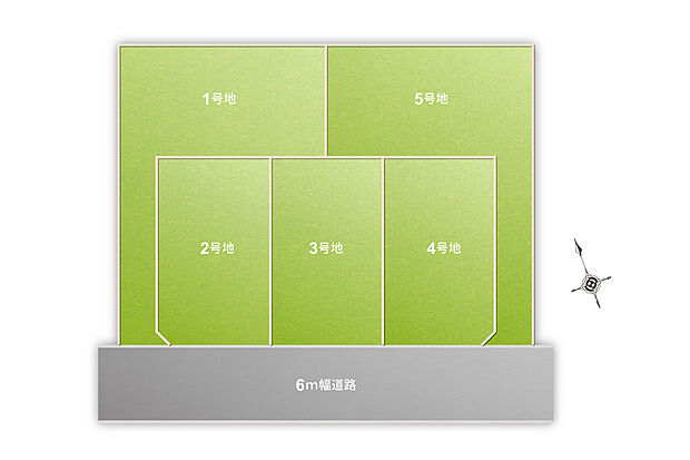 【全体区画図】6ｍ幅道路に面した南向きの新街区です。