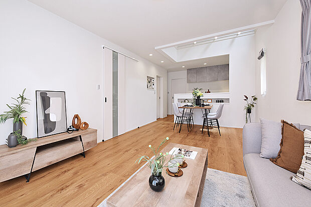 【【1号地モデルハウス/リビング】】18帖のゆとりある空間です。