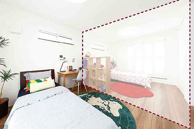 【【2階4部屋対応】】追加・削除できる仕切り壁で、2階に最大4部屋を確保できるプランニング。家族の人数やライフスタイルの変化に合わせられます。※写真はイメージです。※間仕切り壁の追加・削除は別途費用がかかります。