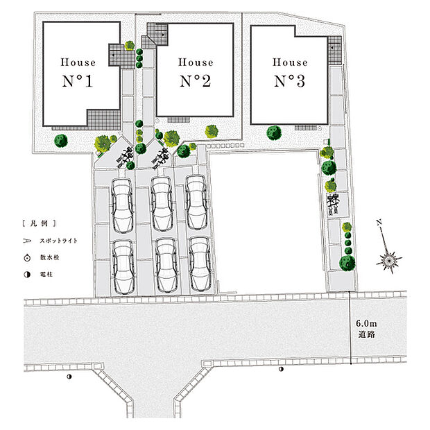 【伸びやかな空間が広がる街並み】
心地よい暮らしを叶える全邸140m2超のゆとりを余すことなく活用したタウンデザイン。高機能なエクステリアを採用。開放感漂う街並みを描き出しました。※街並完成予想図