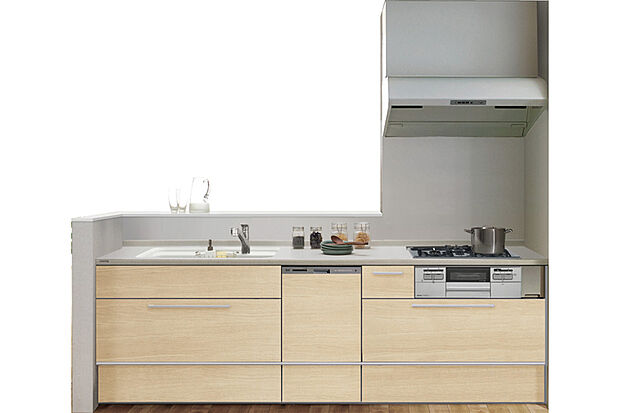 【【キッチン/トクラスBb　クラストンカウンター】】熱や汚れ、衝撃などに強く、美しさが長持ちする人造大理石ワークトップを用いたシンク一体型カウンターキッチン。調理スペースが広く、お掃除もらくらくです。※写真はイメージです。