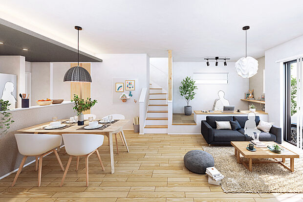 【【子どもの笑顔も家族の暮らしも心豊かに輝いていく住まい】】内から外まで住まいの随所で親子がふれあえて、子どもたちの自主性や感性を健やかに育てるデザイン設計を施した住まいです。※2号棟LDK完成予想図