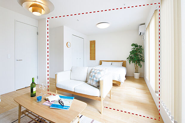 【【フレキシブルプラン】】変化する家族のライフスタイルに合わせて、2階の一部の壁を削除して広々活用したり、間仕切り対応で部屋数を増やしたりと、可変性のある間取りです。※ 壁の追加・削除は有償工事対応になります。※号棟により採用