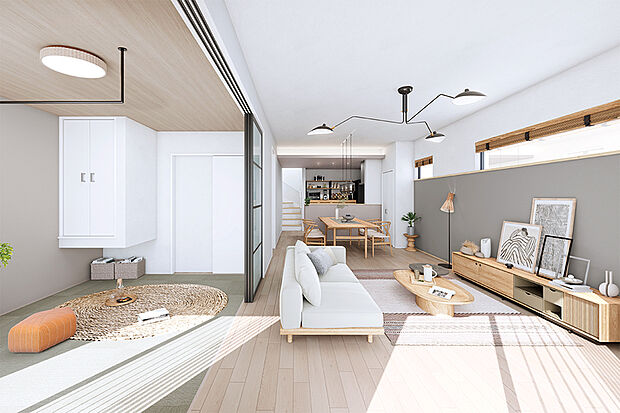 【【穏やかな雰囲気の空間で、多彩な楽しみを満喫する】】リビングとの続き間に設えたマルチルームは、客間や趣味部屋など多彩に楽しめる自由な空間。収納も充実し、多くの楽しみが広がる住まいで、家族の豊かな暮らしを育めます。※3号棟内観完成予想図