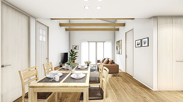 【HAPPY METER 平屋施工例イメージパース】
2~3人家族にぴったりな、コンパクトながら快適性を追求した平屋プラン。