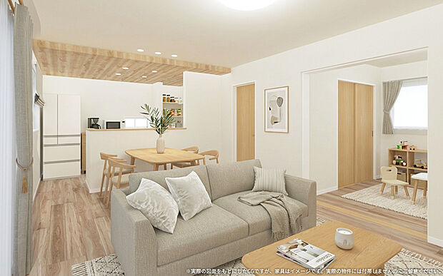 【1号棟 LDKイメージパース】
※画像は設計図面を基に作成したイメージです。
