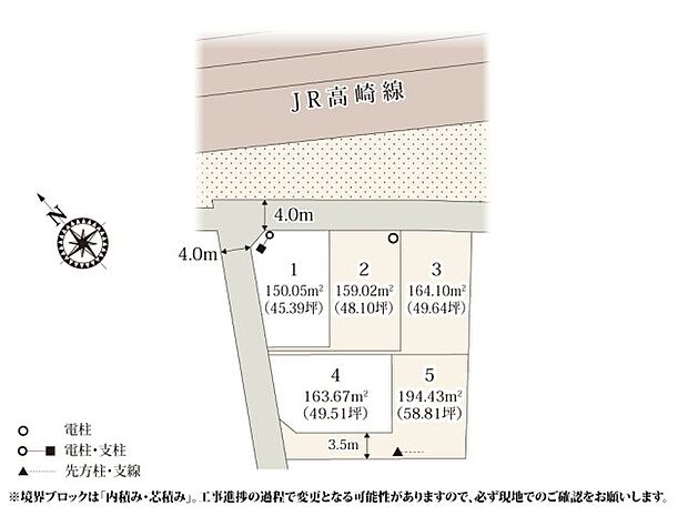 JR高崎線「籠原」駅まで徒歩7分の場所に全5区画の分譲地が誕生!分譲地周辺は住宅が多く、車の交通量は少ない環境です。