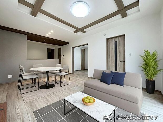 【LDK　CG家具設置イメージ】 ※画像に含まれる家具家電はCGで作成されたイメージです。実際の物件には付帯しません。