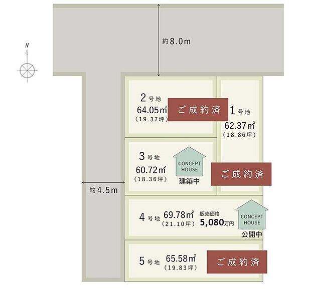 【-】全5区画の新たな街並みが誕生しました。3号地・3階建て「4LDK」コンセプトハウスを公開中！和光ホームズのこだわりがつまった住まいを、ぜひ現地にてご体感ください。